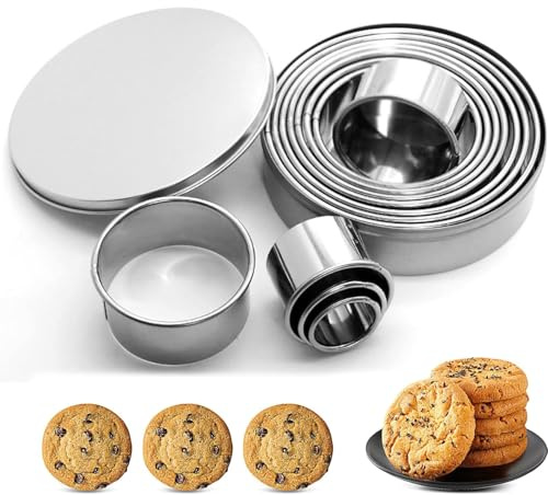 SkyJoy®emporte piece biscuit.Lot de 11 anneaux coupe-biscuits ronds en acier inoxydable, moules à biscuits 2.3cm-9.2cm, anneaux coupe-biscuits ronds avec étui de rangement.