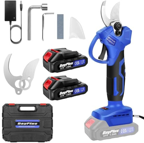 1500W Electric Pruning Shears Cordless, 21V Portable Battery Powered Secateurs, Professional Garden Pruners Max 30mm Cutting Diameter Branch Cutter Tool with 2 x 1.5Ah Battery