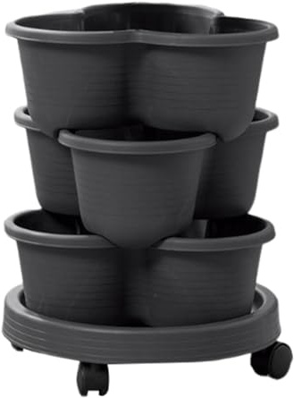 Glugahrif Planteur aux Fraises, planteur Vertical,3 Niveaux Pot de Tour Verticale de Fraises empilables - Jardinière de Jardinage avec Roues Amovibles pour succulentes, Fleurs, légumes