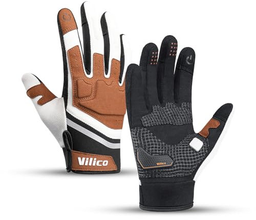 Vilico Motorradhandschuhe Sommer, Motorrad Handschuhe Herr Damen Touchscreen, Taktische Handschuhe für Airsoft Motocross Fahrrad-Orange, Größe XL