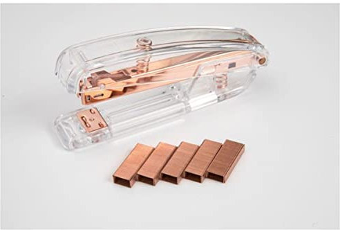 ANKCASE Hefter 1 Stück Rose Gold Hefter Set Office Transparent Hefter Binding Maschine Schulbedarf Schreibwaren Klammerloser Hefter