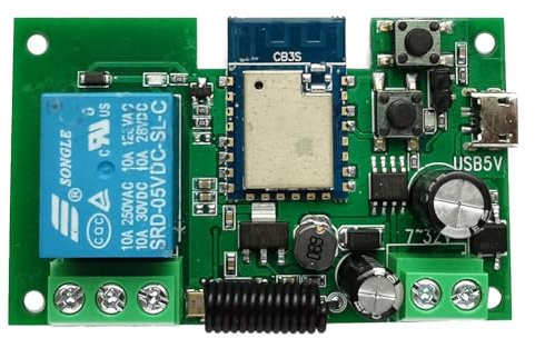 Juqoyue Contrôleur D'Interrupteur Intelligent Tuya WIFI pour Ouvre-Porte de Garage Gate 1CH 7-32V avec Minuterie et Relais Auto-Verrouillable.
