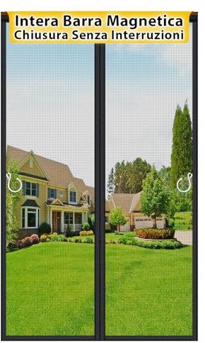 HOFUDON Zanzariera Magnetica 120x220cm, Vetroresina Rete Molto Resistente - Rete Ultra-fine Anti-insetti, Intera Barra Magnetica per Chiusura Automatica Senza Interruzioni, Velcro Extra-largo (nero)