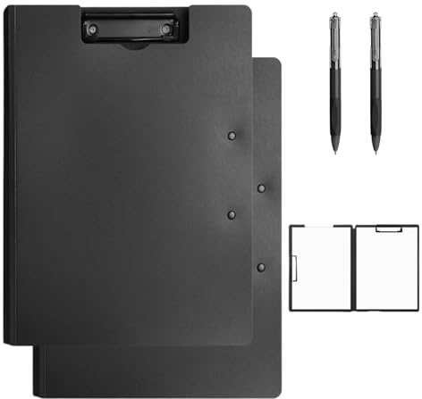 2 Stück Klemmbrett A4 A3, Klemmbrett mit Deckel, Klemmbretter mit 2 Klemmen, Klemmmappe mit 2 Stück 0.5mm Stift, Klemmbrettmappe für Studenten, Lehrer, Büroangestellte