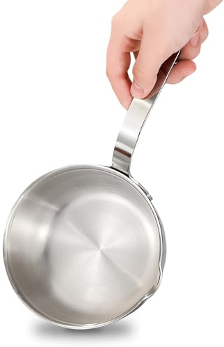 Kloahmo 18/10stainless steel butter warmer, 13.5 fl oz(400 ml) coffee/milk warmer, mini saucepan, egg pan, chocolate melter,ideal for seafood butter warmers suitable for induction and gas stoves