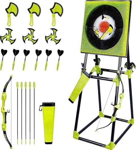 Complete Throwing Game Set with Collapsible Target - Includes Axes, Darts, Arrows & Accessories, Safe Fun for All Ages, Perfect for Indoor/Outdoor Family Games