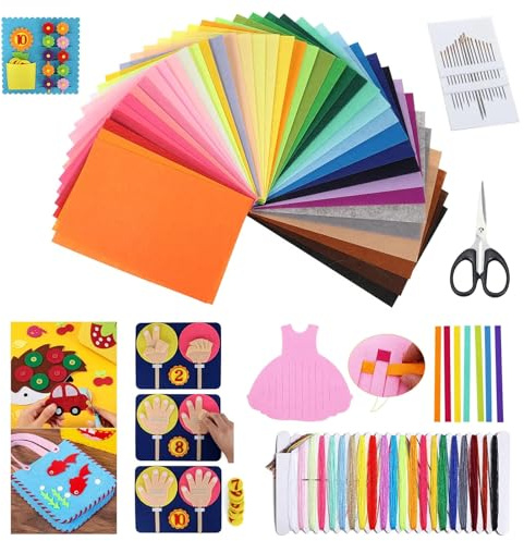 VAIGU:OA Bastelfilz 60 Stücke Filzstoff 20X30CM Filz zum Basteln Vliesstoff Meterware zum DIY Projekt Felt Fabric für Kinder Starterset Filzplatten für Handwerk Nähen Manual Bunte Projekte Patchwork