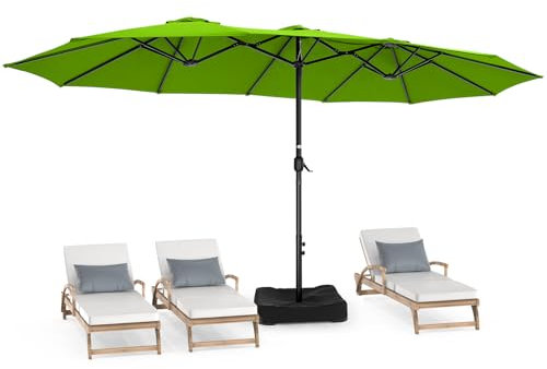 HOMSHADE Ombrellone da giardino 15 piedi con base inclusa, ombrellone rettangolare oversize a doppia faccia per piscina, grande ombrellone da tavolo per esterni per mercato, terrazza, giardino