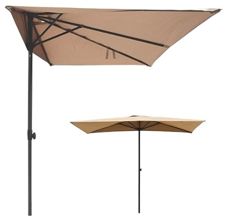 YCBTPS 250X130cm Balkonschirm Rechteckig Halbschirm, Höhenverstellbar Wandschirm Für Terrasse, Halber Gartenschirm Mit Gestell Stahl, Tischschirm Windstabil(Khaki)