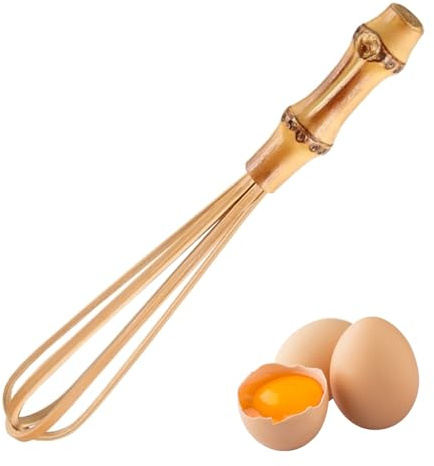 Fouet à œufs en bois de 14 cm, mini fouets en bambou, batteur à œufs pour cuisiner, battre, mélanger, faire mousser et remuer, ustensiles de cuisine