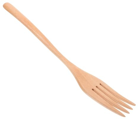 FUNNETOYU Tenedor de Madera para Ensalada y Servir, Mango Largo, Marrón