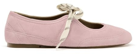 DOEYG Suede Ballet Flats Shoes for Women Lace up Ballerinas Round Toe Mary Jane Flats Dressy Casual Comfortable Cute Shoes