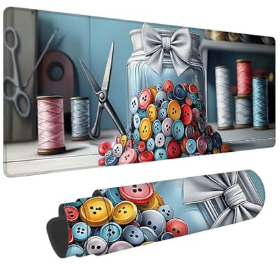 Tapis de Souris de Jeu, 1400 x 600 mm XXL Tapis Souris Gaming Grand, Antidérapant Étanche, Extended Long Clavier Mouse Pad, Accessoire Bureau, pour Gamer, Ordinateur, PC, Cadeaux (Le Bouton) X-592