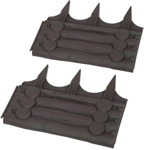 KONTONTY 2 Pièces Clôture de Jardin Plastique avec Piquets Bordure Décorative Résistante pour Potager et Parterre Barrière Extérieure Anti-Intrusion Facile à Installer