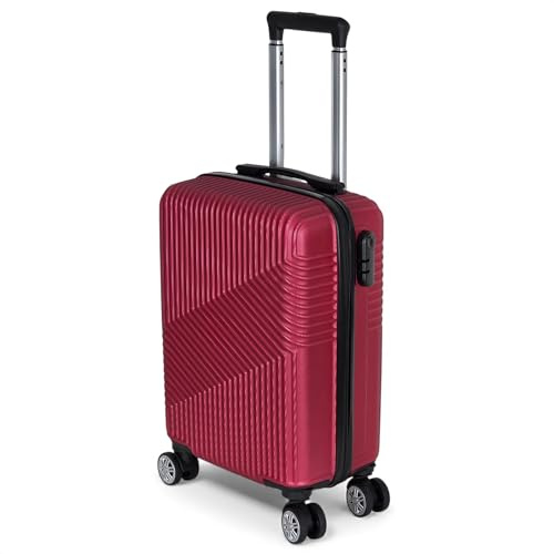 Trolley 10 kg Valigia Rigida Bagaglio a Mano 52x34x20 cm 4 Ruote Doppie Rimovibili Girevoli 360° Guscio in ABS Leggero e Resistente Unisex per Viaggi in Famiglia e Lavoro Offerta Mod.1186 (Bordo)