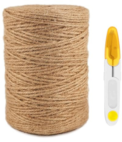 300 M Jute-Schnur，3MM Natur Braun Jutegarn，Paketschnur, Dekokordelm,Bindegarn,Bastelschnur,Jute Twine für Kunst-Handwerk, Floristik, Dekoration, Handwerk,Garten,Pflanzen