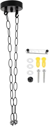 Toyvian Kit Baldacchino Lampadario in Ferro Piastra di Copertura Soffitto 10 CM e 2 Catene da 50 CM Staffa di Montaggio per Lampade a Sospensione Vintage per Interni come Soggiorno