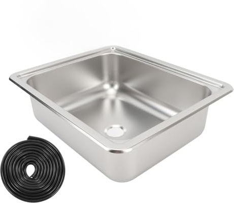 Lavello Acciaio Inossidabile 304 Rettangolare, Lavabo Da Cucina Con Scarico 40mm, Capacità 12L - Resistente Ai Graffi E Ruggine, Installazione A Incasso Per Barche E Carav