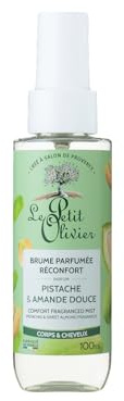 LE PETIT OLIVIER - Brume Parfumée Réconfort - Parfum Pistache & Amande Douce - Corps & Cheveux - Brume Légère - Parfume & Rafraîchit - Sensation de Bien-Être - Fabriqué en France - 100ml