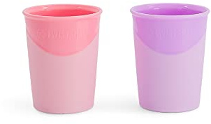 Twistshake Baby Drinking Cup 170 ml - Set of 2 | Free Flow Open Cup for Learning | Unbreakable Reusable Plastic Drinking Cup | BPA Free, 6+ Months | Pink Purple