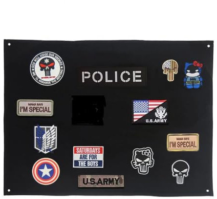 AOUTACC Taktische Patch-Anzeigetafel,33,5 Zoll x 27,5 Zoll Haken & Schleife Moralabzeichen Tafel,Taktisches Militär Abzeichen-Halterbrett für Militärische Armee Uniformabzeichen-Schwarz