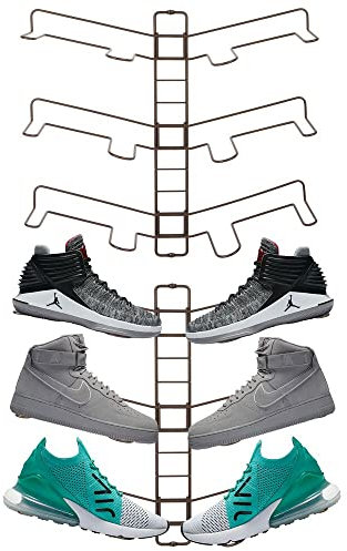 mDesign 2er-Set Schuhablage – verstellbares Wand Schuhregal für drei Paar Sneaker, Sportschuhe etc. – platzsparende Alternative zum Schuhschrank – bronzefarben