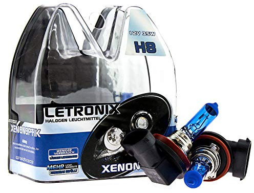 letronix Halogen Auto Lampen H8 12V 8500K Kalt Weiß Xenon Optik Gas Ultra White Look Birnen Lampe Abblendlicht Nebelscheinwerfer Fernlicht Kurvenlicht Zulassung E-Prüfzeichen (LED Optik) (H8 35W)
