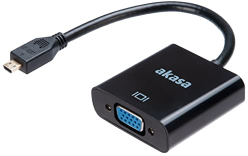 Akasa Micro-HDMI zu VGA-Konverter | FHD 1080p | Gold & vernickelt | 15 cm | AK-CBHD21-15BK | geeignet für Raspberry Pi 4, GoPro Hero 7, Laptop