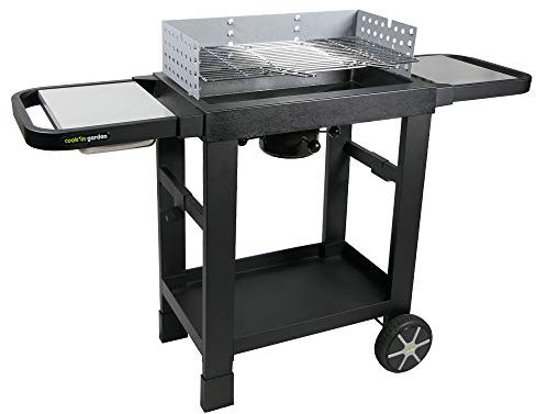 Cook’in Garden - Barbecue Charbon de Bois Easy 60, Montage Rapide 10 min sans Vis ni Outils, Allumage Facile, Cuve Fonte, Roues Renforcées, Tablettes Latérales, pour Extérieur & Jardin