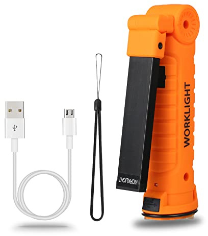 Vagocom LED Rechargeable Work Light Flashlight Torch, USB Portable COB Bright Inspection Lamp,Small Lantern with Magnetic Base for Mechanic Tools,Mechanic,Camping,Emergency(1 Pack)