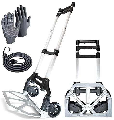 WMR Heavy Duty Aluminium Folding Hand Truck Trolley | Multi-Purpose Sack Barrow Cart | Lightweight & Durable Aluminium Trolley for Luggage, Home, Office, Warehouse, Groceries | 80kg Max Load Capacity