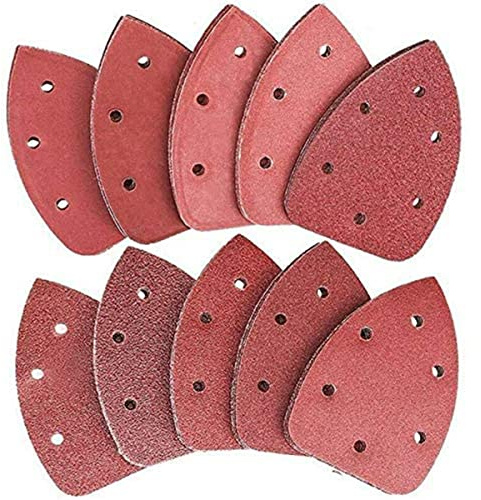 20 Pcs 140 x140 x 98mm 6-Hole Triangle Mouse Detail Sandpaper Hook and Loop Sanding Sheets 80 Grit