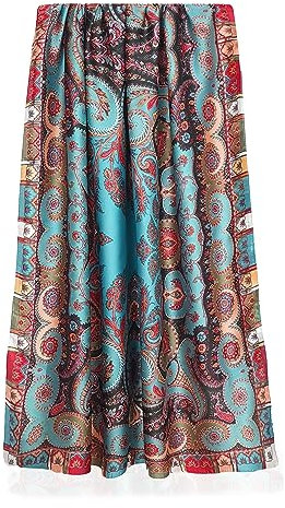 GLORIS Damen schal fein seidig groß 180 x 90 cm HellBlau mit bunten Paisley Prints. Halstuch Tuch für Frauen. Kopftuch Halstuch Schal. Seidenschal Elegante