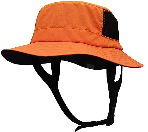 Huakunda Sonnenhut Herren UPF 50+UV Schutz Anglerhut mit Kinnband Faltbar Safarihut Breite Krempe Buschhut für Draussen Reisen (Orange)