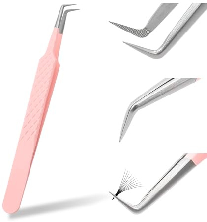 FADVAN Pince Extensions Cils a Epiler Pour Pince à Epiler Extension de Cils Professionnel Coude Métallique en Acier Inoxydable Pince à épiler Autonome Rose(Pince à 90°) | Précision Professionnelle, Acier Inoxydable De Haute Qualité, Prise En Main Confortable, Idéale Pour Extensions De Cils