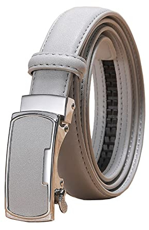 Jojomino 2,3cm breiter Damen-Ledergürtel für weibliche Riemen, lässige Damen, verstellbare Gürtel, automatische Gürtelschnalle, Grau, 95cm