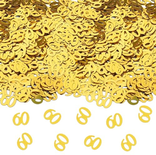 GoldRock Konfetti 60 Geburtstag Deko Gold, 500 Stk Tischdeko 60. Geburtstag Mann Frau, Streudeko 60. Geburtstage, 60 Geburtstage Frau Mann Deko Tisch, Konfettikanone, Streudeko zum 60 Jubiläum