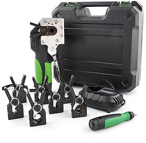 VIOLK Kit svasatore Elettrico, svasatore Tubo eccentrico a 45°, svasatore Tubo Cordless da 1/4-3/4, metrico e Pollici 2 in 1, for Tubi in Rame Morbido/Alluminio/Ottone (Size : 8chucks)