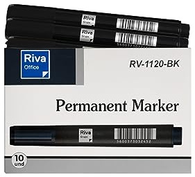 Riva Office Rotuladores permanentes 3mm Caja 10 unidades - (Negro)