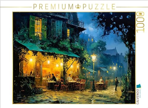 Puzzle · Vincent Van Goghs Caféterrasse am Abend gemalt im Stil von Carl | Spitzweg · Malertausch · 1000 Teile · Lege-Größe 64 × 48 cm · CALVENDO Puzzle