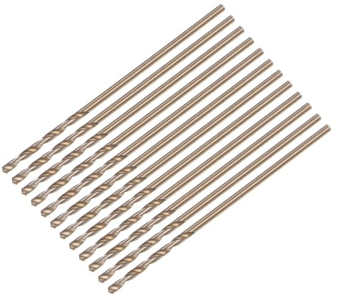 QUARKZMAN 12 Stück HSS Spiralbohrer Set 1 mm, Gold-Titanbeschichtung, Runder Griff, Metall-bohrer für Edelstahl, Aluminium, Hölzern und Hartplastik