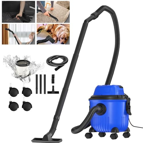 Rigogo 1800W Wet and Dry Vacuum Cleaner, 15 Litre, 1.5m Flexible hose, 2 Nozzles, 1 Brush, 4 Caster Wheels, for Home Car Carpet Workshop