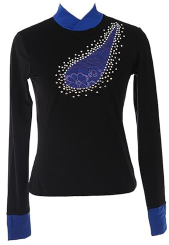 Youthful flying Eiskunstlauf Jacke Mädchen und Frauen Crystal Ice Skating Tops mit Strasssteinen(Size:XXL,Color:Königsblau)