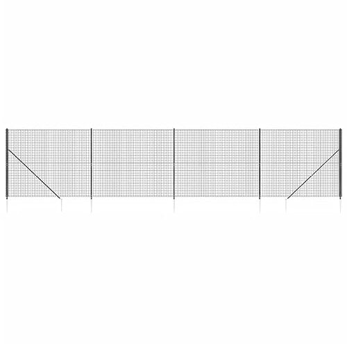 vidaXL Clôture en Treillis Métallique et Ancrage, Enclos pour Animaux, Clôture de Défense, Barrière de Jardin Terrasse Extérieur, Anthracite 2,2x10 m