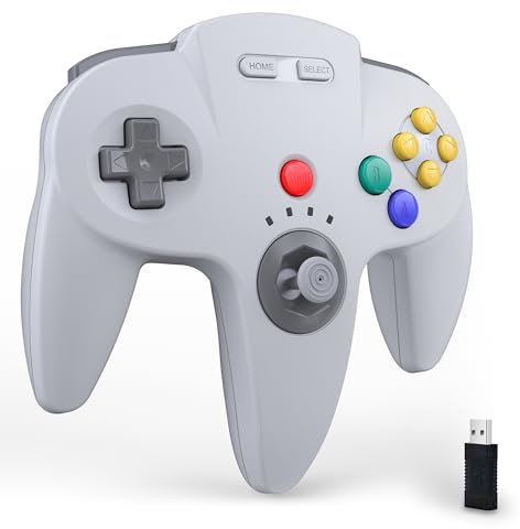 miadore Wireless Switch N64 Controller, 2,4 GHz mit USB-Empfänger, kompatibel mit Windows PC/MAC iOS/Raspberry Pi/Switch Online/Switch2 (grau)