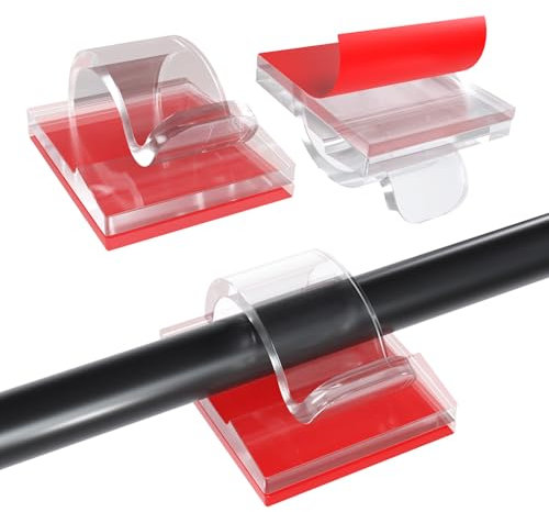 MMOBIEL 60 pz. Fermacavi Autoadesivi – Cavo per Cavi Organizer Ganci Trasparenti - Gestione dei Cavi per Scrivania, Parete, Auto, Ufficio, Elettrici ecc. - Organizzatori fili Diametro 6,5mm