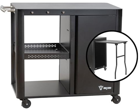 Carrello per barbecue BBQ-Toro 95 x 50 x 80 cm | nero | tavolo per barbecue con ampio piano di lavoro | tavolino per barbecue | tavolo per barbecue outdoor, carrello per servire