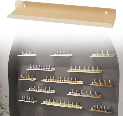Estanteria Esmaltes Uñas Estante de Exhibición de Esmalte de Uñas Dorado, Estantes Metálicos del Tenedor del Perfume del Aceite Esencial, Estantes de Almacenamiento de Pared Que Ahorran Espacio ( Size