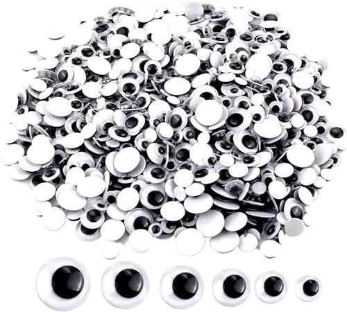 Semazz Occhi per Pupazzi,500 PCS Occhi Adesivi Occhi Pazzi Occhi di Plastica Autoadesivi Occhi Mobili Giocattolo per Scrapbooking Artigianato Giocattolo Accessori 6 Dimensioni