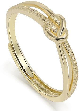 Meissa Knotenringe für Damen, 925 Sterling Silber Verstellbare Ringe Vergoldeter Statement Ring Mutter Tochter Knotenring Freundschaftsringe, Gold